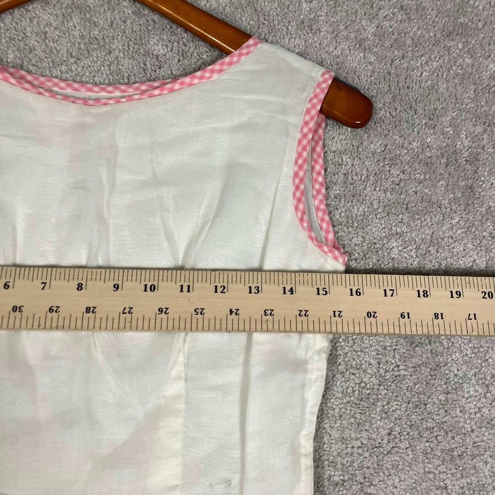 Vintage 50s Pink Gingham Organza Fit and Flare Dress White Sleeveless Midi - Picture 16 of 16